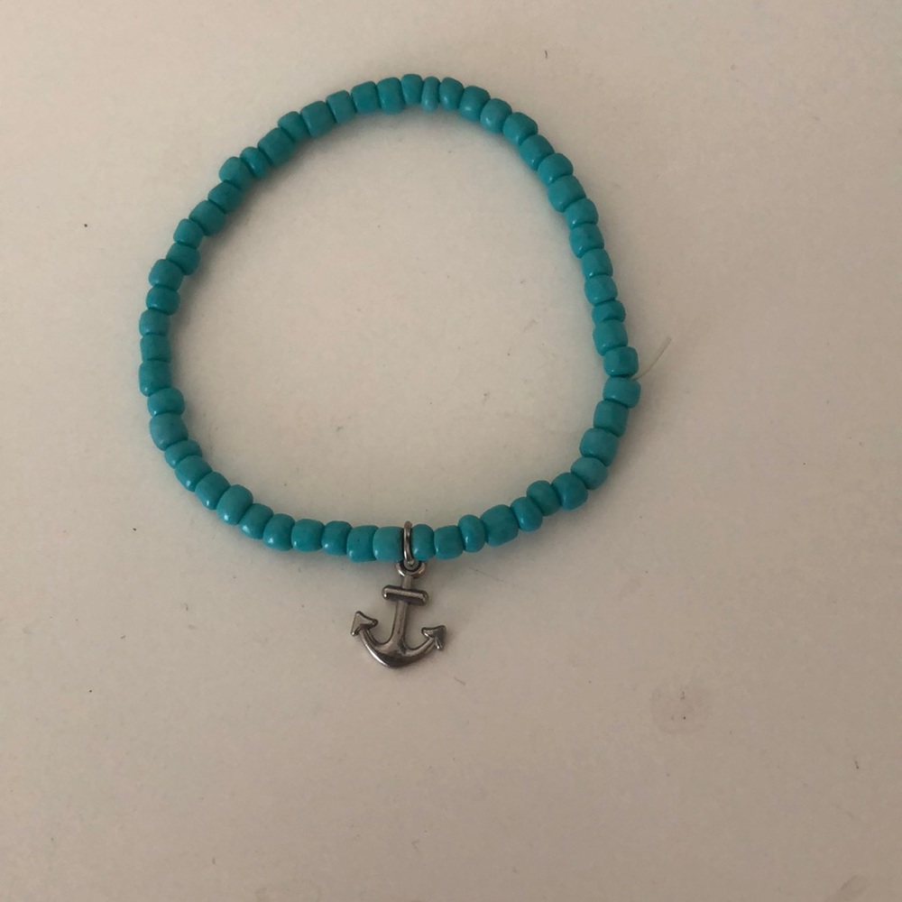 Blue anchor charm bracelet